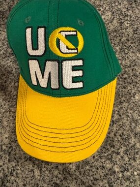 WWE Green and Yellow 'U ME' Embroidered Baseball Cap